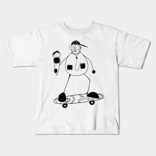 skateboard minimalist line art Kids T-Shirt